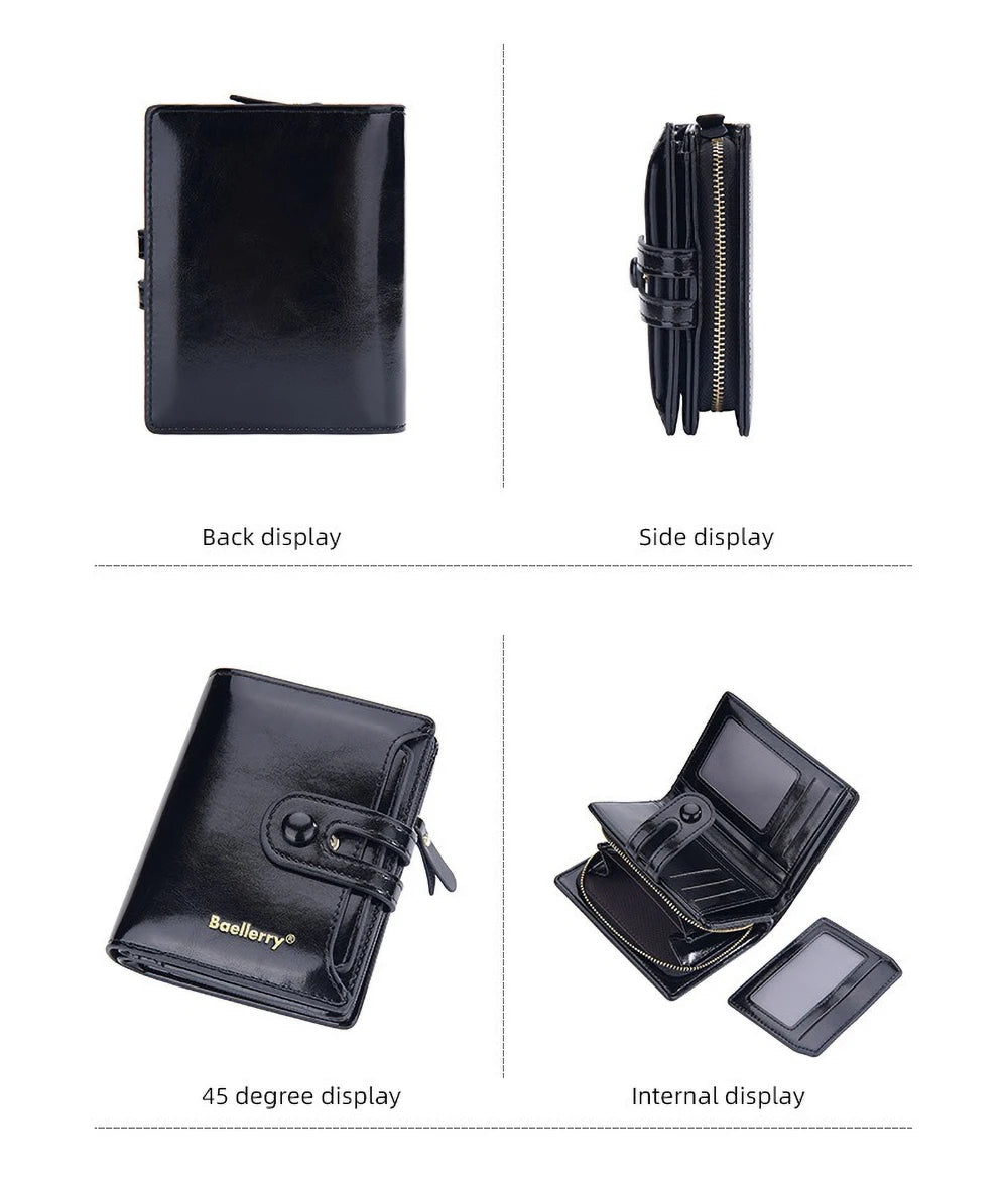 Women’s Waxed Leather Wallet – Buckle Zipper Design