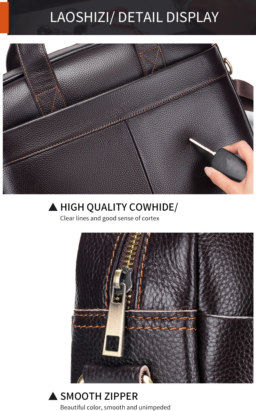 Men’s Cowhide Briefcase – 14 Inch Laptop Bag