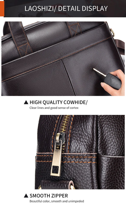 Men’s Cowhide Briefcase – 14 Inch Laptop Bag