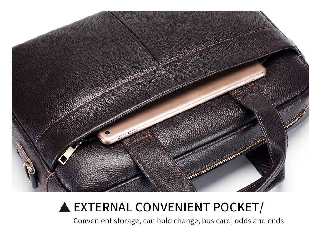 Men’s Cowhide Briefcase – 14 Inch Laptop Bag