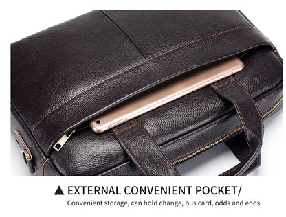 Men’s Cowhide Briefcase – 14 Inch Laptop Bag