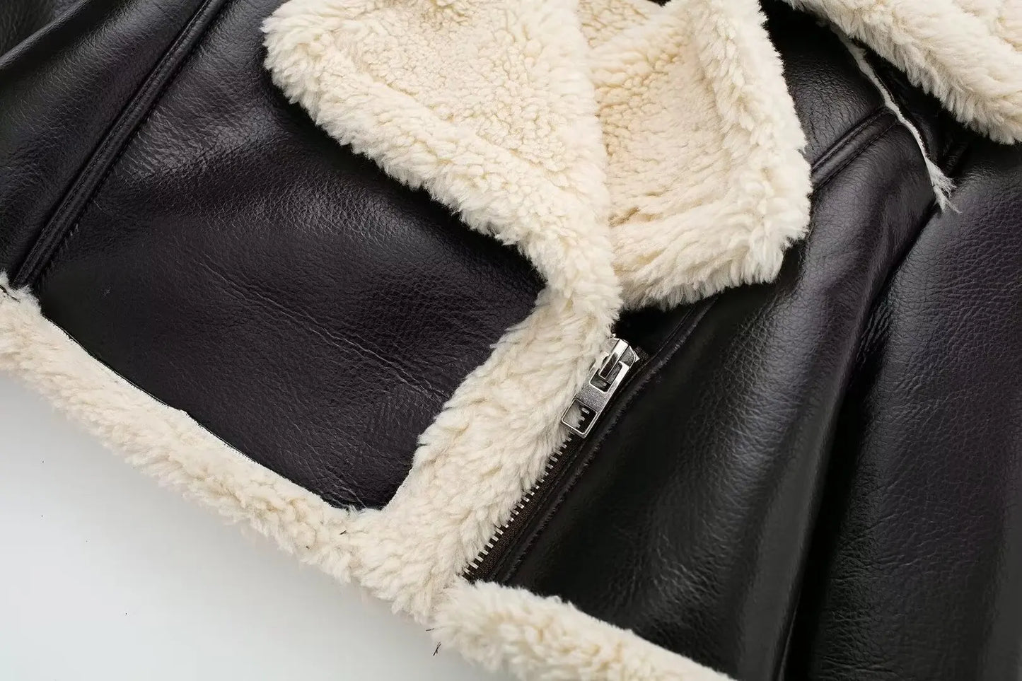 Women’s Thicken Faux Leather Jacket – Vintage Winter Coat