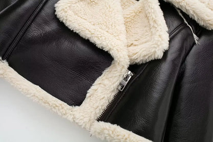 Women’s Thicken Faux Leather Jacket – Vintage Winter Coat
