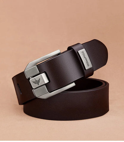 Men’s Cowhide Denim Belt – Needle Buckle Retro