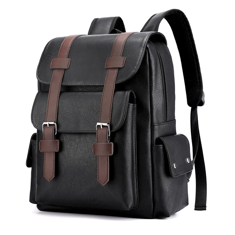 Men’s PU Leather Backpack – Laptop School Bag