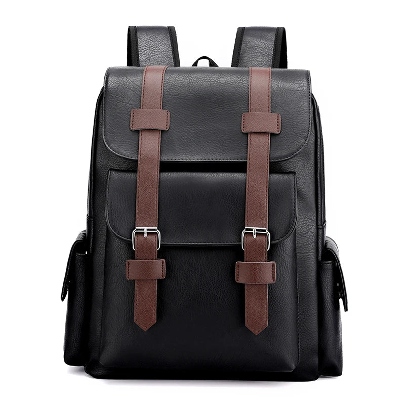 Men’s PU Leather Backpack – Laptop School Bag