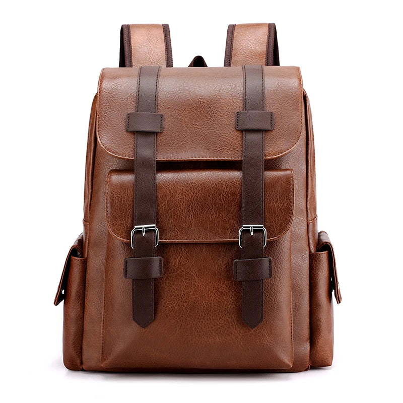 Men’s PU Leather Backpack – Laptop School Bag