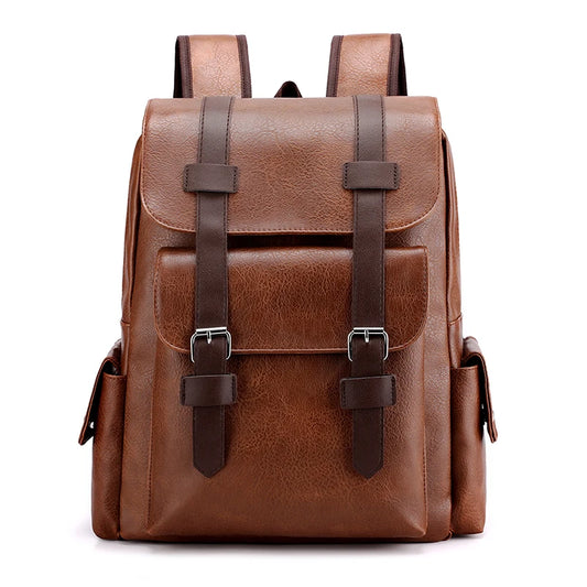 Men’s PU Leather Backpack – Laptop School Bag