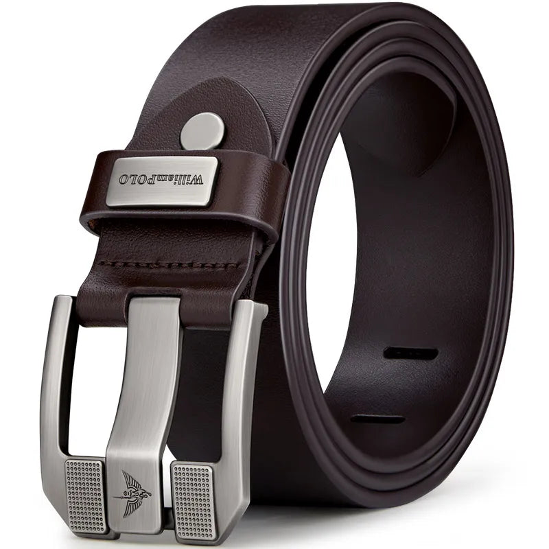 Men’s Cowhide Denim Belt – Needle Buckle Retro