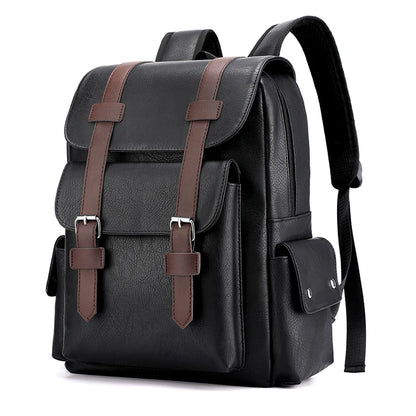 Men’s PU Leather Backpack – Laptop School Bag