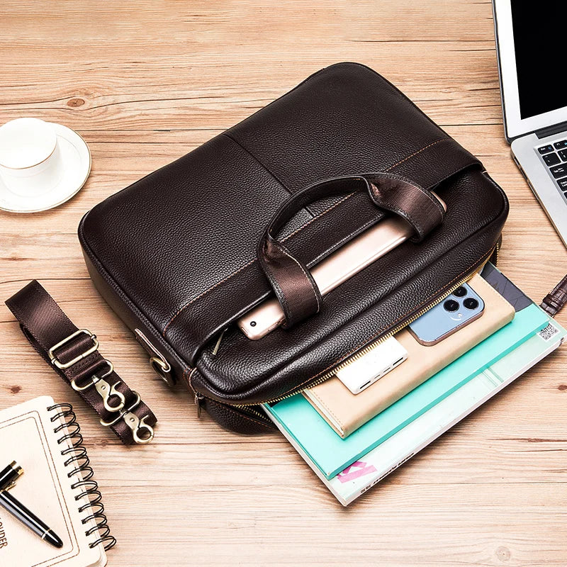 Men’s Cowhide Briefcase – 14 Inch Laptop Bag